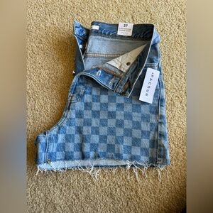 PacSun Blue Checkered Denim Skirt